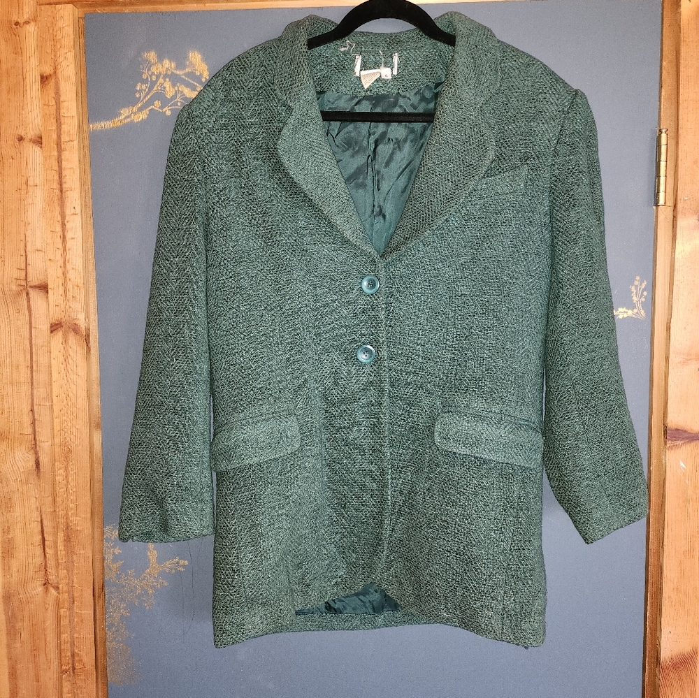 Vintage Wool Blend Blazer with Shoulder Pads